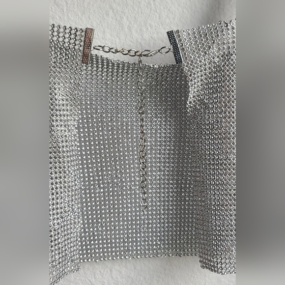 Cropped Silver Rhinestone Party Tank Top, OSFA - Picture 8 of 17